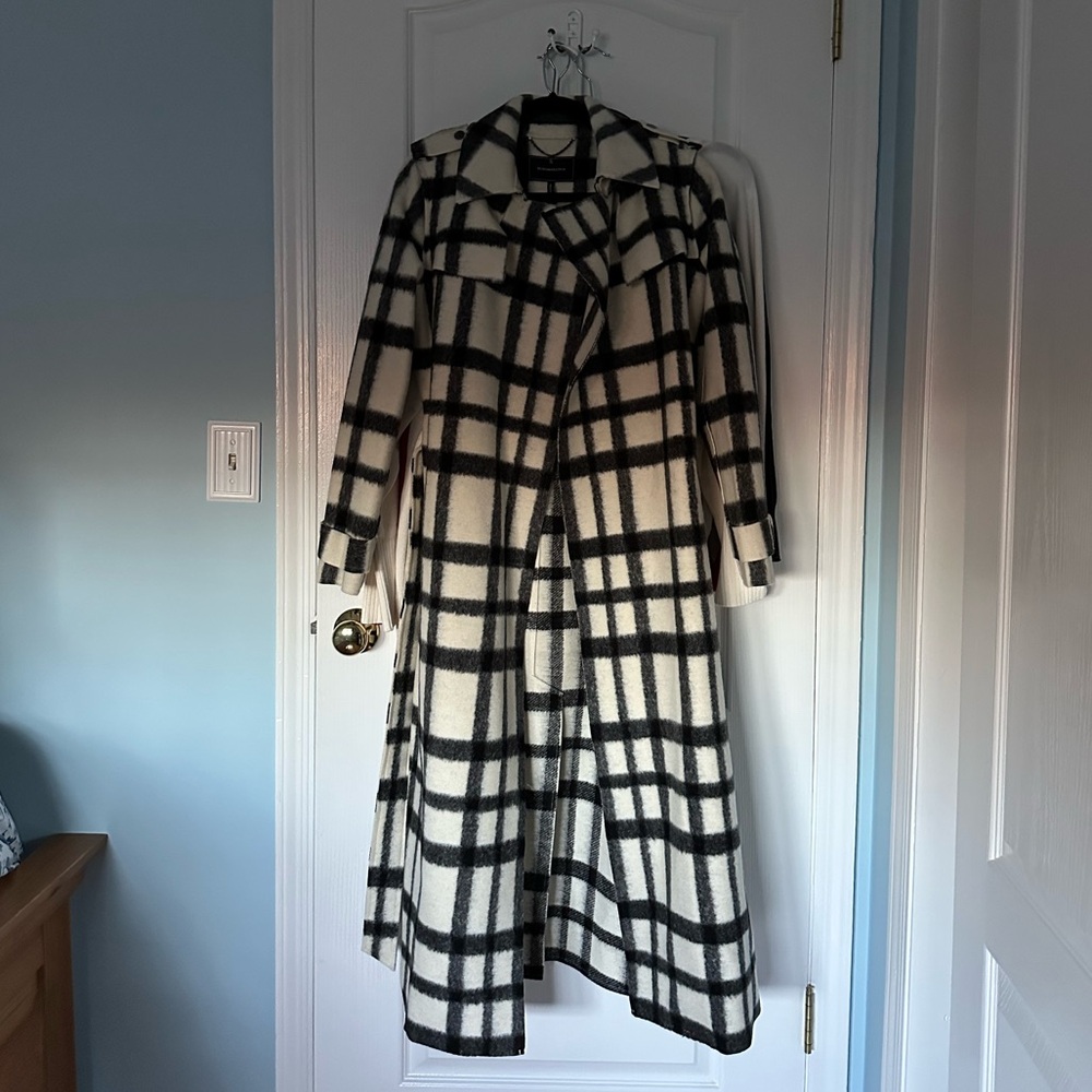 Bcbgeneration Plaid Notch Collar Belted Trench Co… - image 3